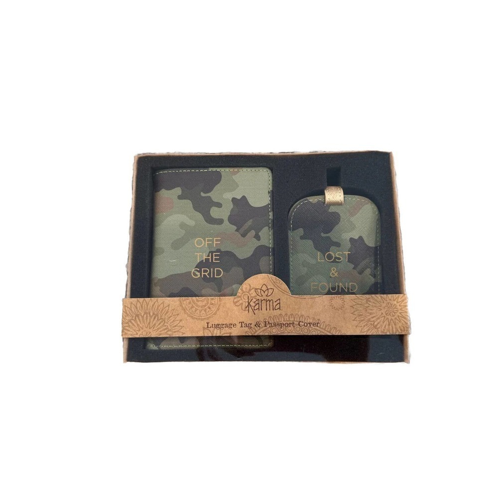 Karma Luggage Tag And Passport Cover. Camo.‎ Brand New In Box.